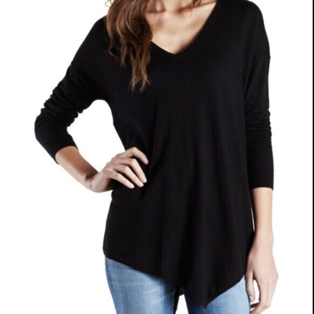 Joie Black Asymmetric Hem Sweater from Revolve